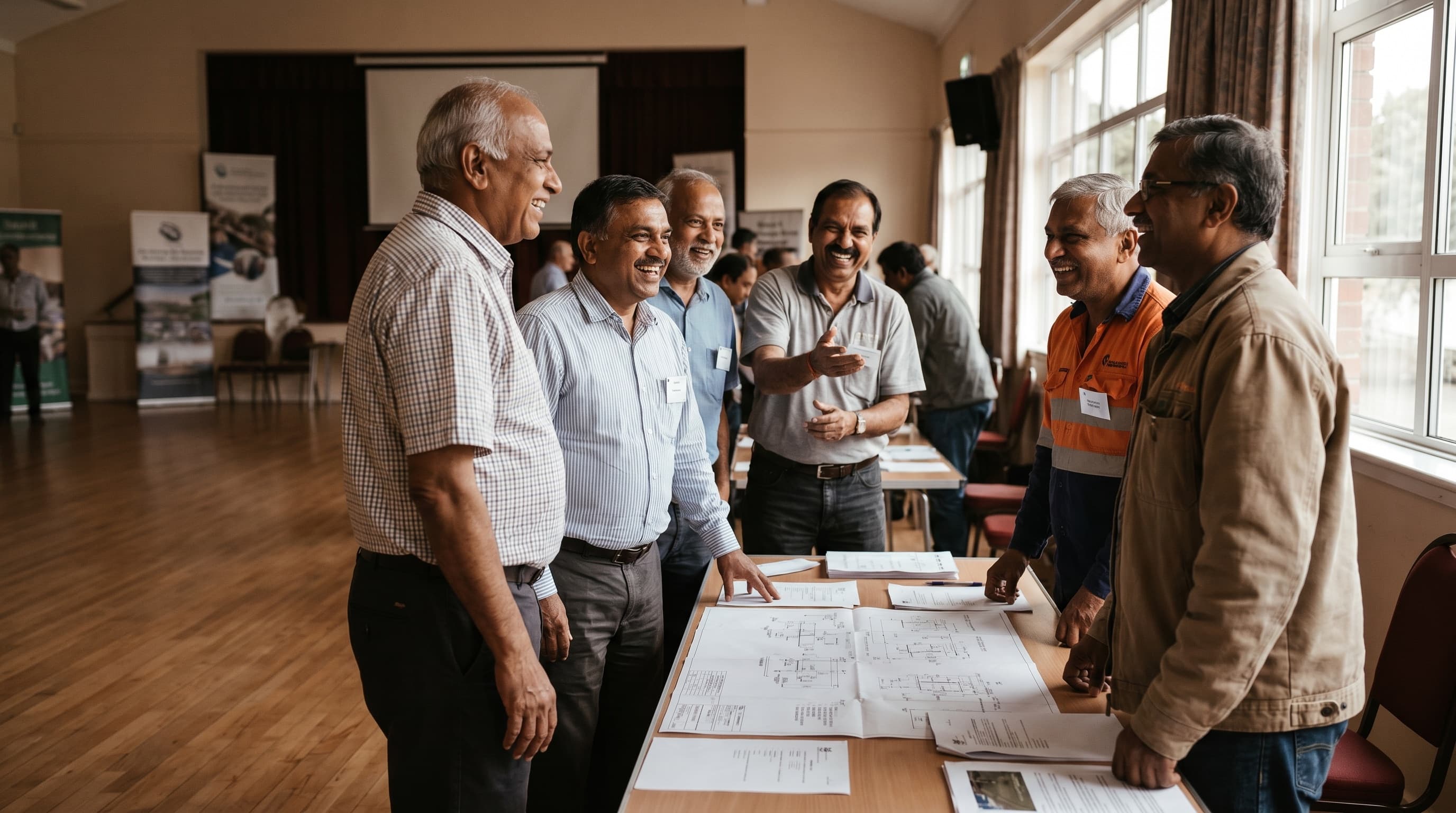 Independent workshop owners collaborating at an AIAWA meet